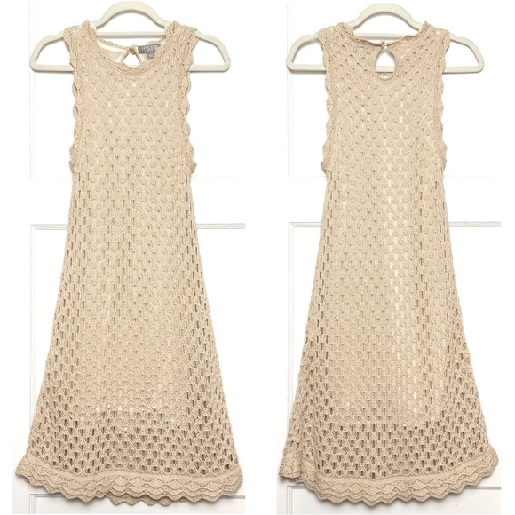 J CREW Cotton Pointelle Crochet Knit Sleeveless Scalloped‎ Sweater Mini Dress S - Picture 2 of 7